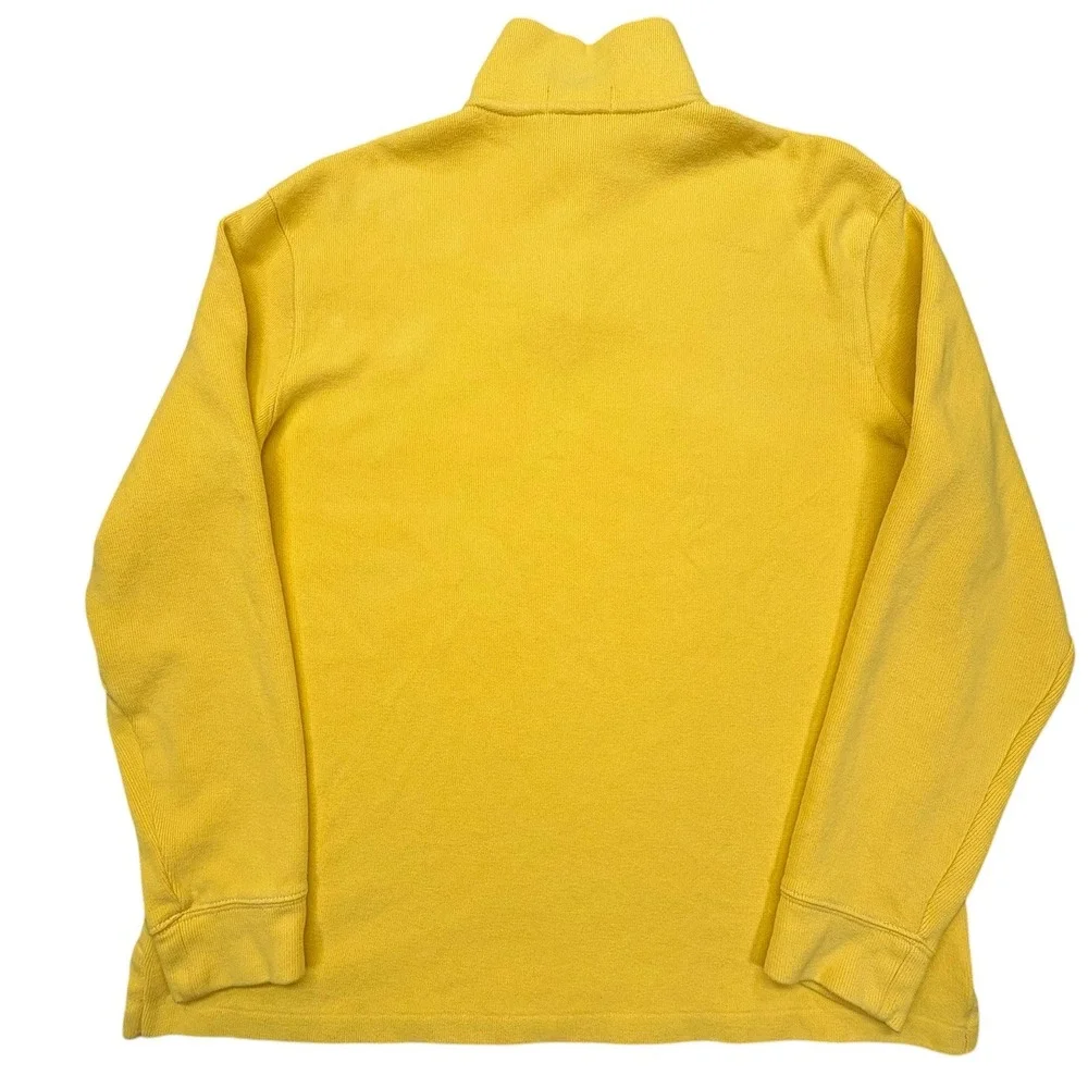 Polo Ralph Lauren Quarter Zip Pullover Mens L Yellow Cotton Mock Neck Pony